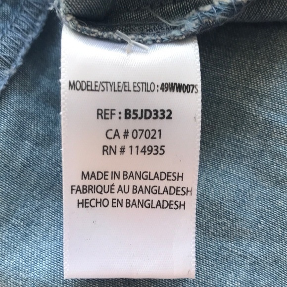 LA Classe Couture chambray short sleeve distressed ripped dress size Small - Picture 9 of 9